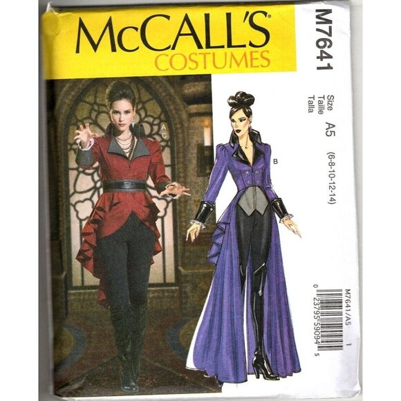 McCalls M7641 Womens 6 to 14 Gothic Steampunk Peplum Jacket Uncut Sewing Pattern - Picture 1 of 8